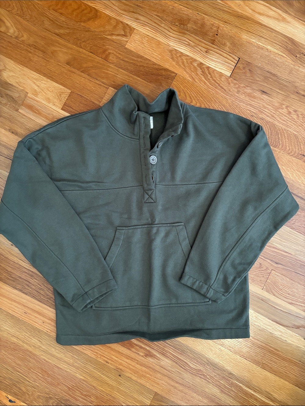 Olive Green Pullover Fleece Hoodie